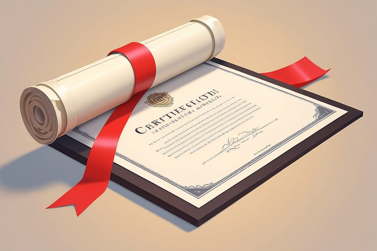 3D certificate, rolled paper, vector illustration, certificate d